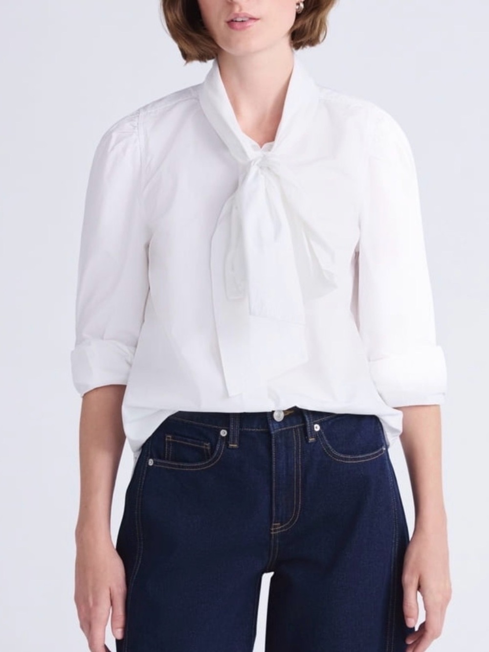 White Free Assembly Women's Cotton Tie Neck Blouse size XXL 20